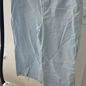 LOFT Blue and White Striped Palmer Wide Leg Pants